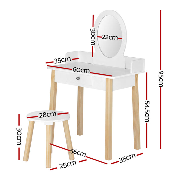 Keezi Kids Dressing Table Chair Set Wooden Leg Vanity Makeup Drawer Mirror OUT OF STOCK