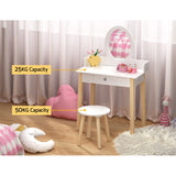 Keezi Kids Dressing Table Chair Set Wooden Leg Vanity Makeup Drawer Mirror OUT OF STOCK