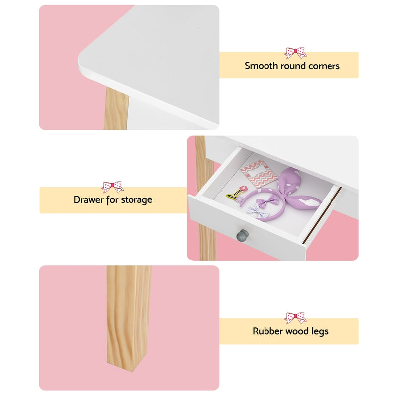 Keezi Kids Dressing Table Chair Set Wooden Leg Vanity Makeup Drawer Mirror OUT OF STOCK