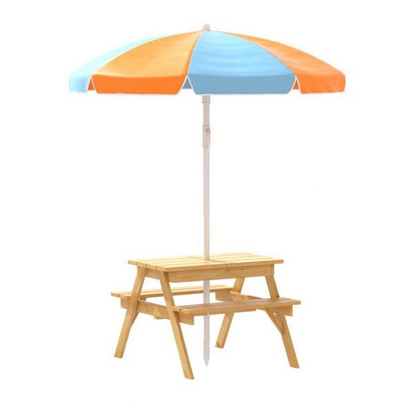 Keezi Kids Outdoor Table and Chairs Picnic Bench Umbrella Set